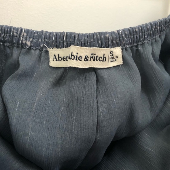 Abercrombie Dusty Blue Long Sleeve Off the Shoulder Bodysuit size S - Picture 9 of 9